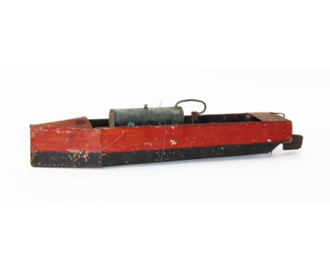 Live Steam: A Scratch Built Live Steam model of a Boat, horizontal boiler, single fly-wheel, rudder and propeller.