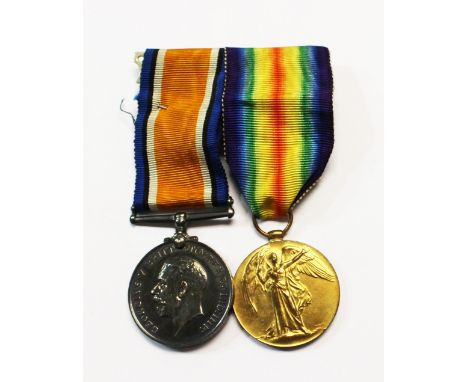 WW1 British pair, War Medal and Victory Medal to 52853 Clp F Timmis, Durham Light Infantry