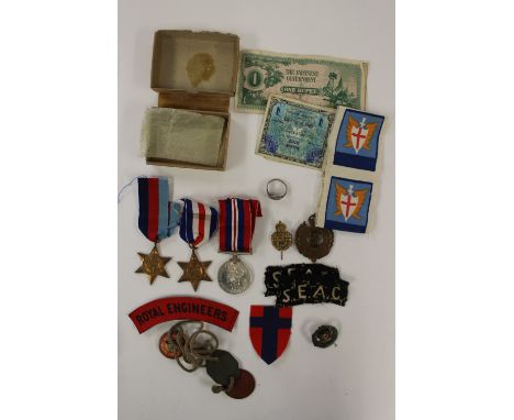 WW2 British Medal and insignia group to 14522109 TL Conolly, Royal Engineers. 1939-45 Star, France and Germany Star, War Meda