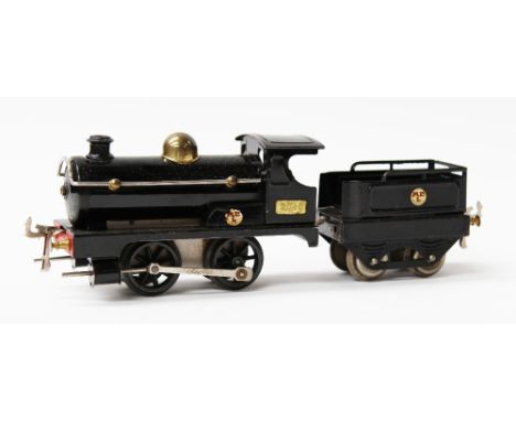 Hornby: A Hornby Series 'O' gauge clockwork No.1 0-4-0 Locomotive and tender No.2710, LNER Black livery, MLLd logo to engine 