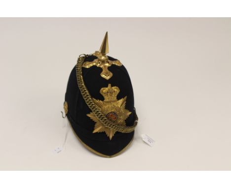 Victorian British Army Gentleman Cadets Royal Military College Blue Cloth Home Service Helmet. Complete with post 1887 cap ba