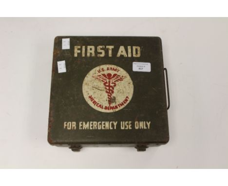 WW2 US Army First Aid tin with some of the original contents.