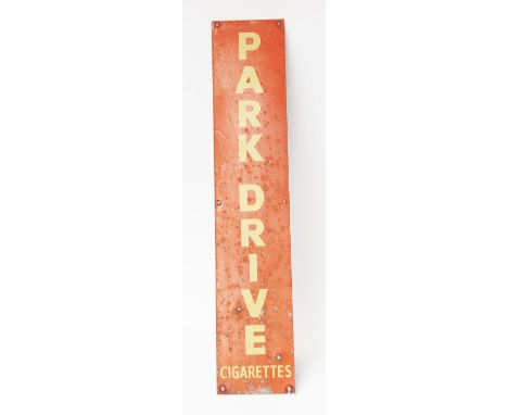 Advertising: An enamel advertising sign "Park Drive Cigarettes", 60cm x 12cm.