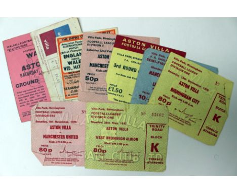 Football Tickets: A collection of nine ticket stubs to include including England v. Wales, Wembley 1975, F.A. Cup Semi-Final 