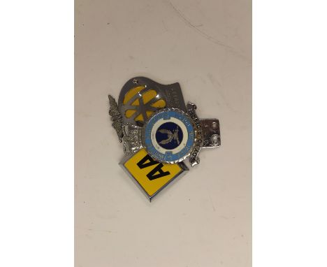 R.A.F. 151 Fighter Squadron car badge, chrome with enamel, Queens Crown. Plus two vintage AA Car badges. (3)