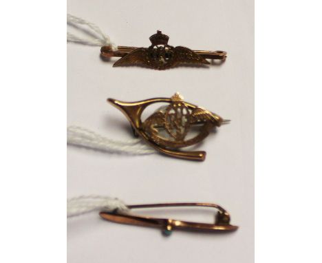 WW1 British Royal Flying Corps Sweethearts. Three different designs all in 9cwt Gold. First in Wishbone design with RFC Wings