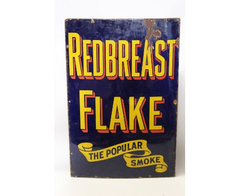 Advertising: An enamel advertising sign "REDBREAST FLAKE", The Popular Smoke, 61cm x 92cm.