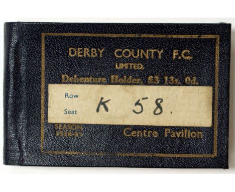 Derby County Memorabilia: A Derby County season ticket dated from the 1938-39 season with one ticket neatly torn out.
