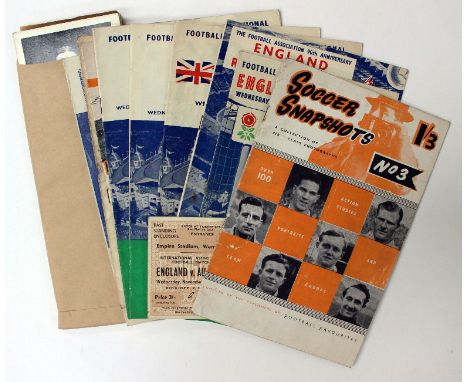 Football Programmes: A collection of five England International programmes (one to include ticket) together with six various 