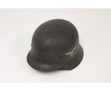 Third Reich M35 Stalhelm steel helmet. Single Luftwaffe decal. Feld grau interior paint, with dark grey lightly textured pain