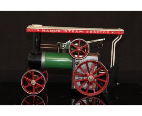 MAMOD: A Mamod Live Steam Tractor, T.E.1A, together with a Mamod Polishing Machine (missing one felt polishing wheel), Mamod 