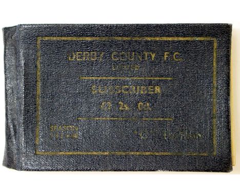 Derby County Memorabilia: A Derby County F.C season ticket dating from the 1939-1940 season. Provenance: This season was ende