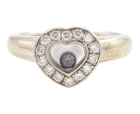 Chopard Happy Diamonds 18ct gold round brilliant cut diamond, heart shaped ring, stamped 750, boxedCondition Report:Approx si