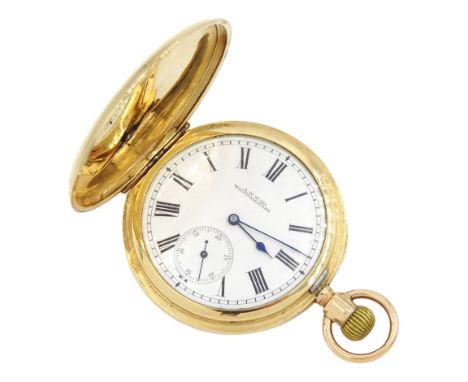 Early 20th century 10ct gold full hunter, keyless 'Royal' lever pocket watch by American Watch Company, Waltham, No. 10097407