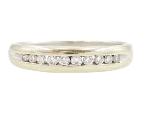 14ct gold channel set round brilliant cut diamond half eternity ring, stampedCondition Report:Approx 3.8gm, size U-V, max dep