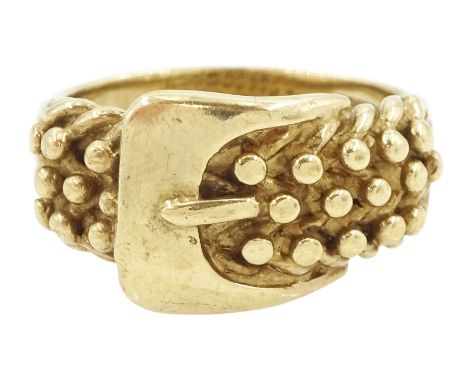 9ct gold buckle ring, hallmarkedCondition Report:Approx 9.65gm, size W, max depth = 12.8mm