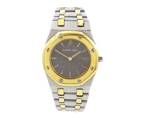 Audemars Piguet Royal Oak ladies stainless steel and gold quartz wristwatch, No. 2482, grey dial with baton hour markers, on 