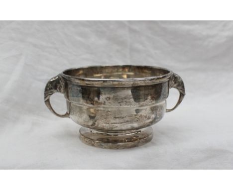 A George VI silver twin handled sugar basin, with elephant head handles and a spreading foot, Birmingham, 1936, Sanders &amp;