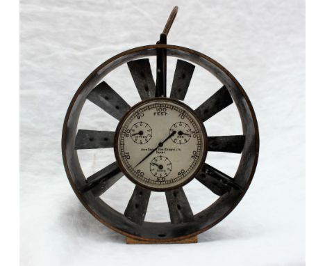 A John Davis &amp; Son (Derby) Ltd, anemometer, with a silvered dial with three subsidiary dials, 13.2cm diameter