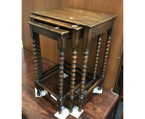 OAK BOBBIN TWIST NEST OF TABLES
