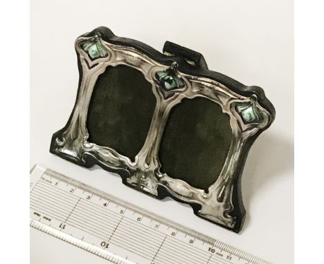 HM SILVER &amp; ENAMEL DOUBLE PHOTO FRAME - 11CMS X 8CMS