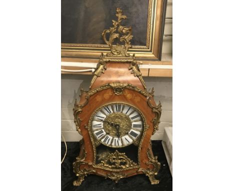 INLAID &amp; GILT MANTLE CLOCK 57CMS (H)