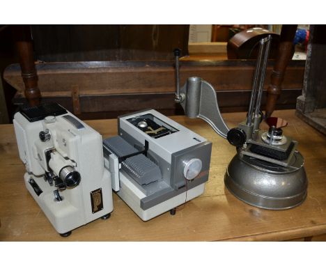 A Thornton Pickard plate camera;  movie editor;  other photographic equipment, slide projector, etc. 