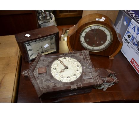 Smiths ocean mantel clock; a cuckoo clock etc (3)