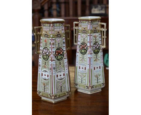 A pair of Noritake hexagonal vases