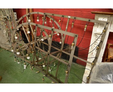 Architectural salvage - two box section and bar ceiling electroliers.