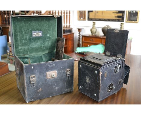 A Thornton Pickard Special Ruby Reflex camera, 23cm long, leather case, 