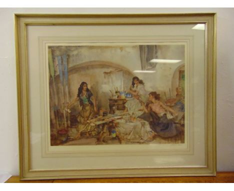 William Russell Flint framed and glazed signed limited polychromatic lithograph titled A Question of Colour, signed with blin