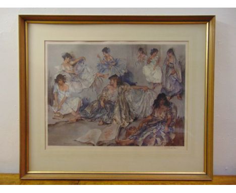 William Russel Flint framed and glazed polychromatic lithograph of ladies signed bottom right, blind stamp bottom left, 45 x 