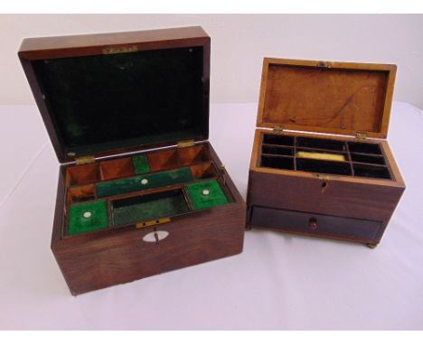 A 19th century rectangular rosewood jewellery box with hinged cover, pull-out tray and secret side drawer, velvet lined, with