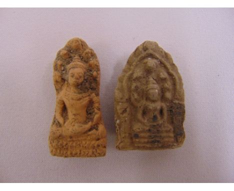 Two oriental ceramic plaques of Buddha