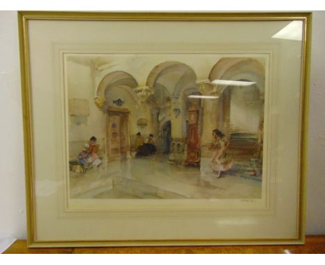 William Russell Flint framed and glazed signed limited edition polychromatic lithograph titled La Mairie, Manosque, signed wi