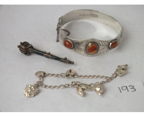 Silver bangle etc       