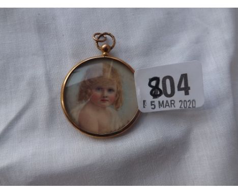 Circular Portrait Miniature of a Girl – Signed    
