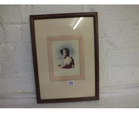 Victorian School – Half Length Portrait of Girl with Ringlets -  6" x 5"          