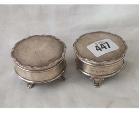 Pair of small ring boxes with bracket feet, 2.5” dia. B’ham   