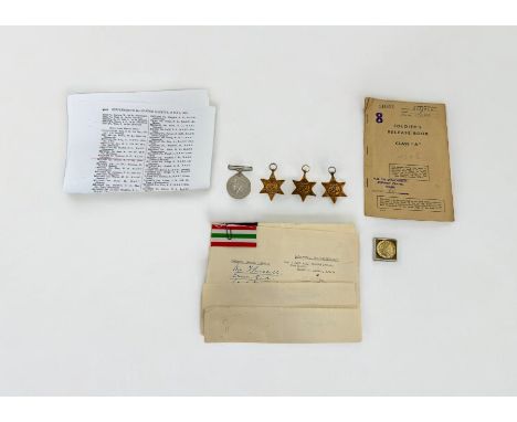 WW2 1939-1945 Star, Africa Star, Italy Star and BWM un-named as issued attributed to 1731503 L/Bdr Thomas Russell 64th Light 