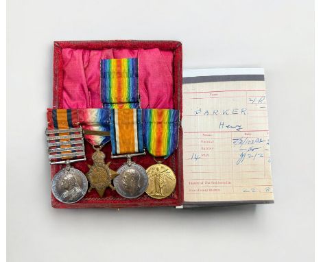 1899 QSA 5 clasps Cape Colony, OFS, Transvaal, South Africa 1901, South Africa 1902 to 6284 Pte H. Parker Rl Welsh Fus, 1914 