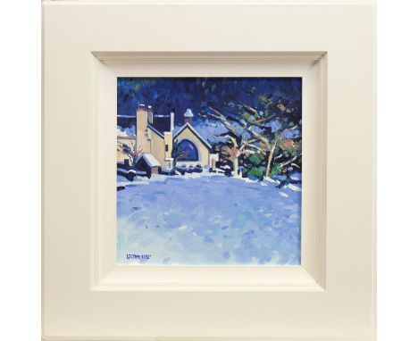 * LIN PATTULLO (SCOTTISH b 1949), FORTINGALL WINTER oil on canvas, signed 30cm x 30cm Framed Note: Lin Pattullo is one of Sco