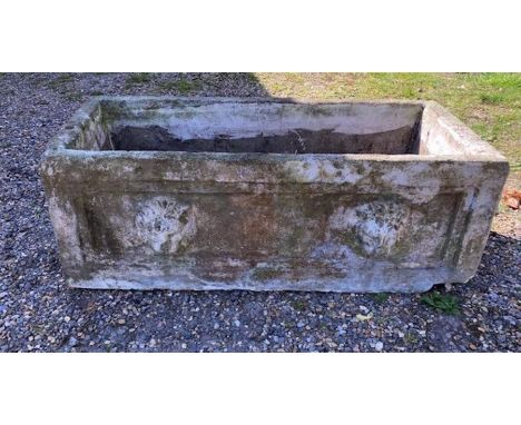 A large Planter / Trough with lion finials, faults to base and another smaller plant pot&nbsp;