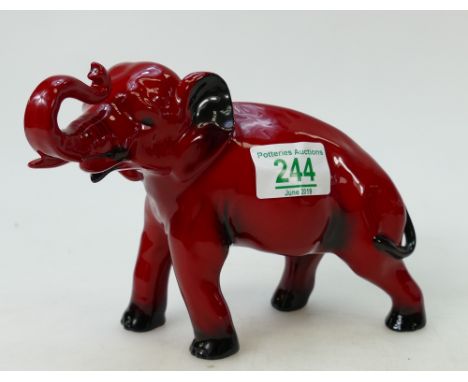 Royal Doulton Flambe Elephant: with trunk in Salute HN891A 