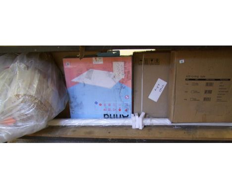 A mixed collection of items to include: Intermec PDA Covers, Anna branded light fitting, large enclosure unit, electric proje