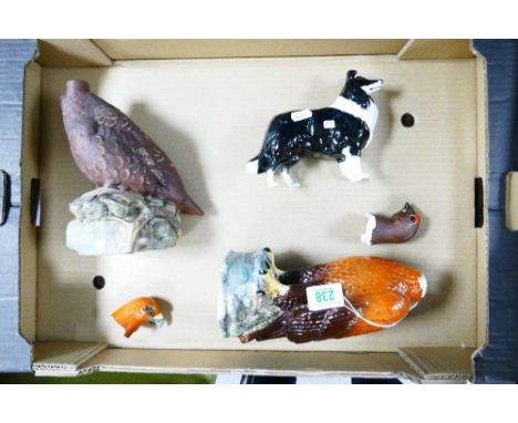 A collection of items to include: Royal Doulton Famous Grouse pottery decanter, Beswick Golden eagle similar item together wi