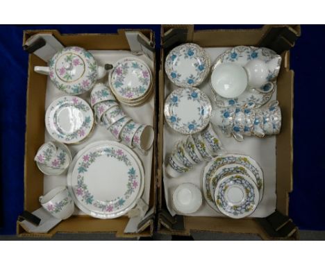 Royal Cheslea teaware: Royal Chelsea 'windflower' patterened teaware to include teapot, cups, saucers, etc, together with Ros