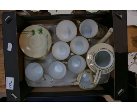 Noritake coffee set: with palm free decoration to include 6 cups, 6 saucers, coffee pot, milk jug and sugar bowl ( 1 tray) 