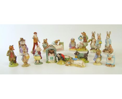 A collection of Royal Albert Beatrix Potter BP6 figures to include Mr McGregor, Peter in Bed, Timmy Willie Sleeping, , Peter 